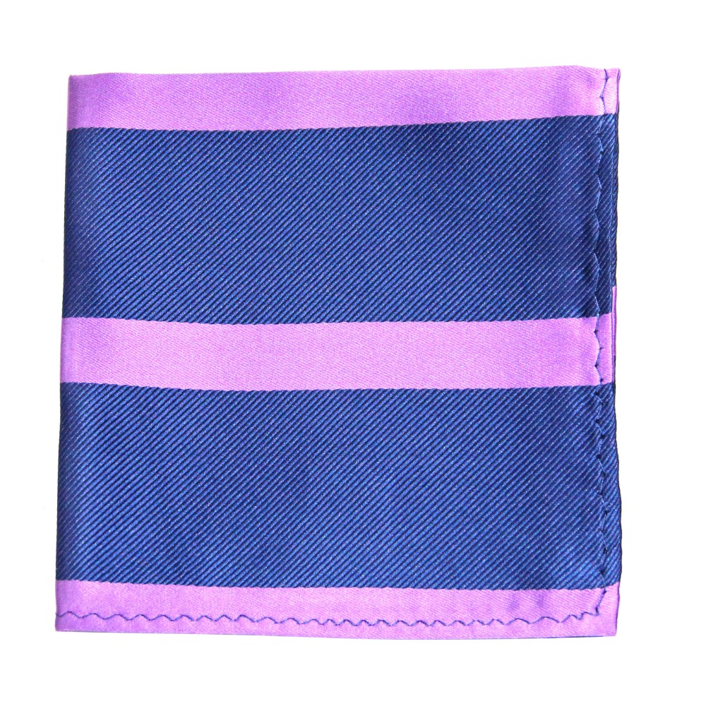 The Navy Purple Stripe Pocket Square is perfect for the modern gentleman, featuring bold and stylish stripes.