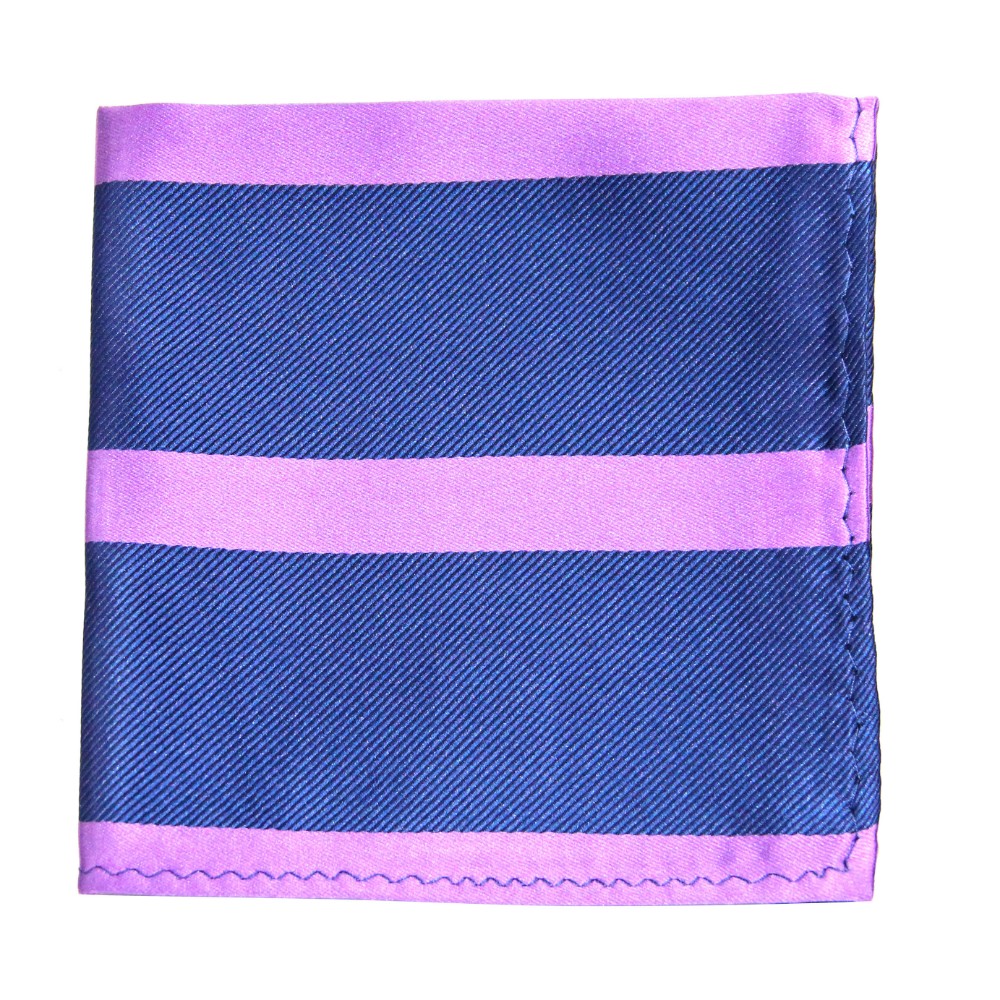 Navy Purple Stripe Pocket Square