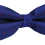 The Navy Red Polka Dot Bow Tie is a perfect formal accessory with its navy color and small red dots.