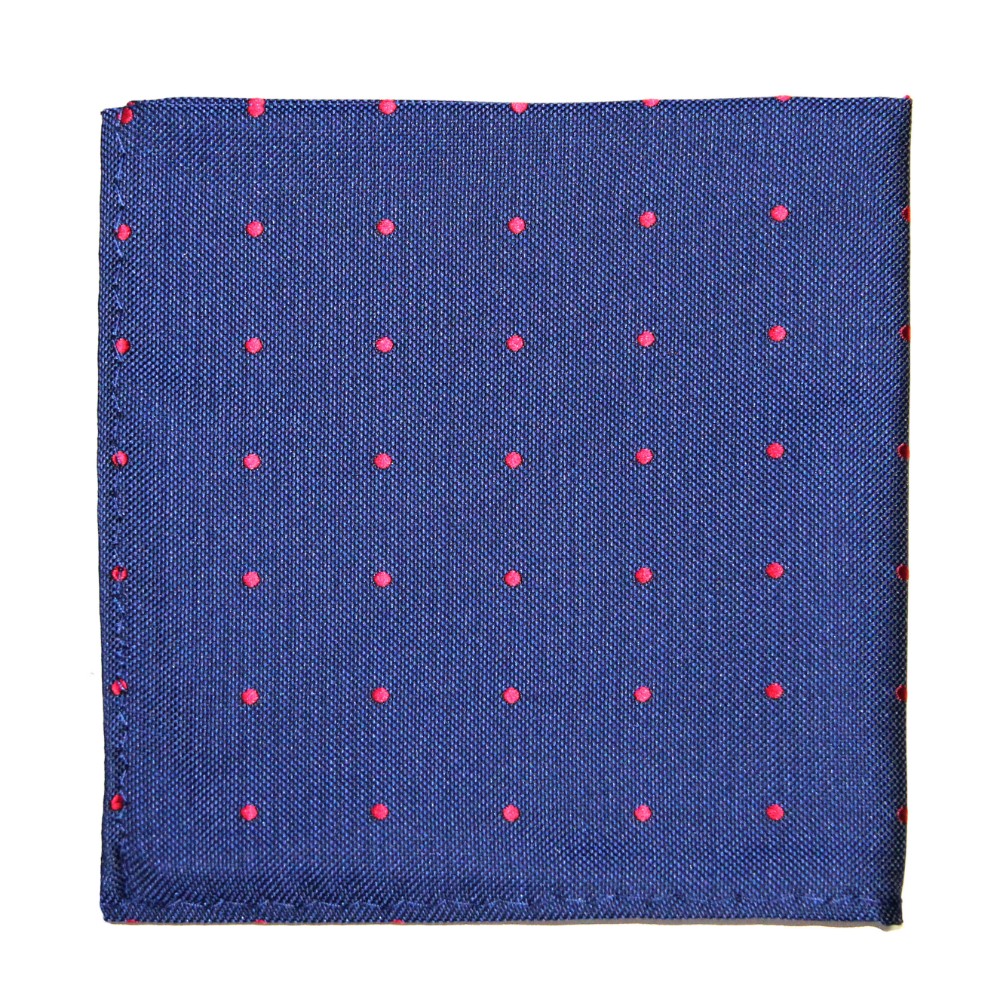 Navy Red Polka Dot Pocket Square