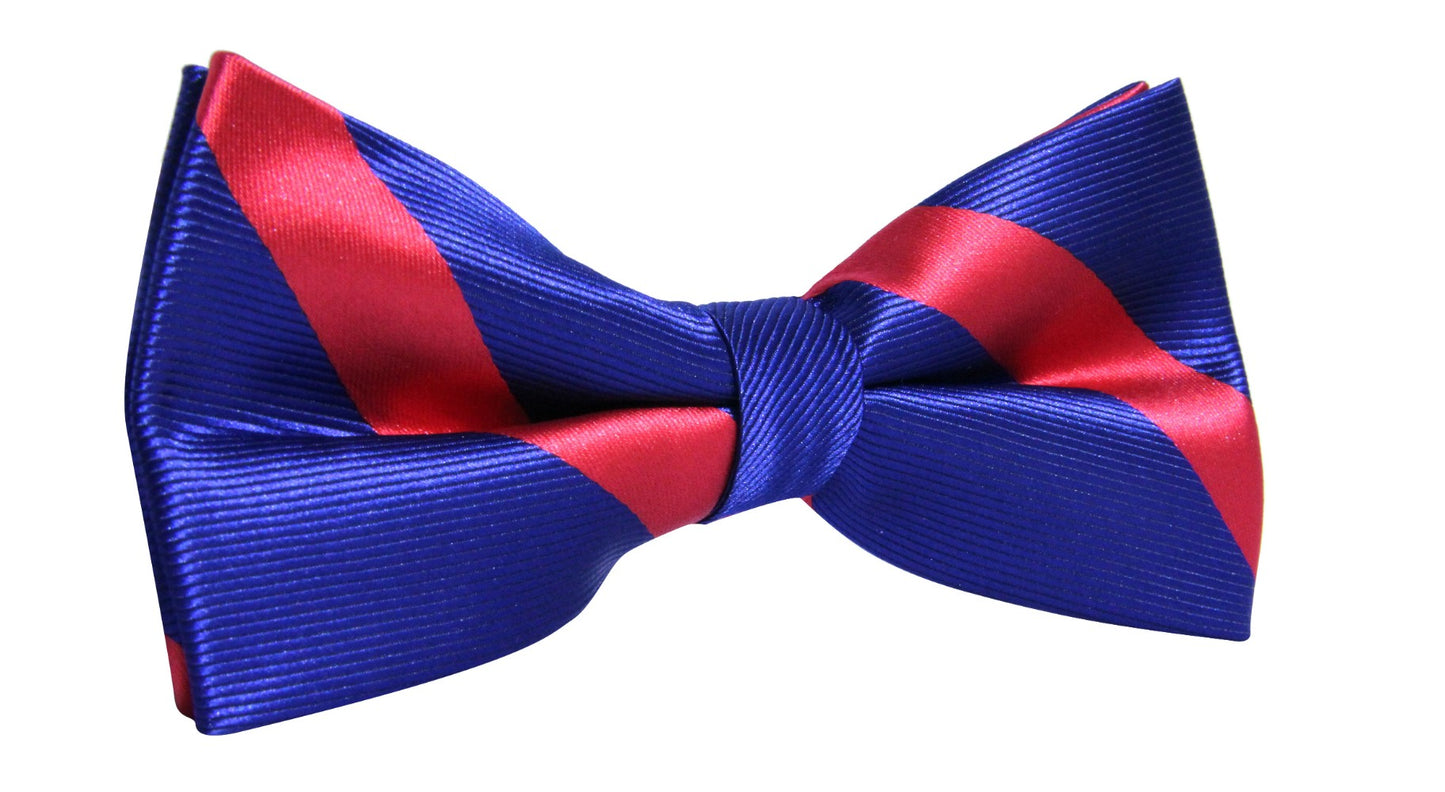 Navy Red Stripe Bow Tie