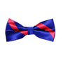 Elevate your formal look with the Navy Red Stripe Bow Tie, combining classic elegance and a textured design on white. This blue and red striped accessory is perfect for adding sophistication to any ensemble.