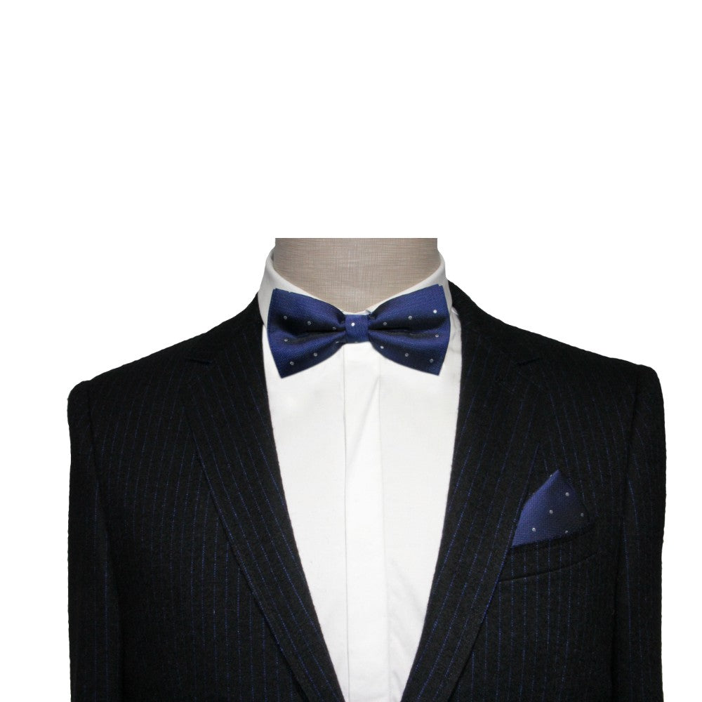 Navy White Polka Dot Bow Tie