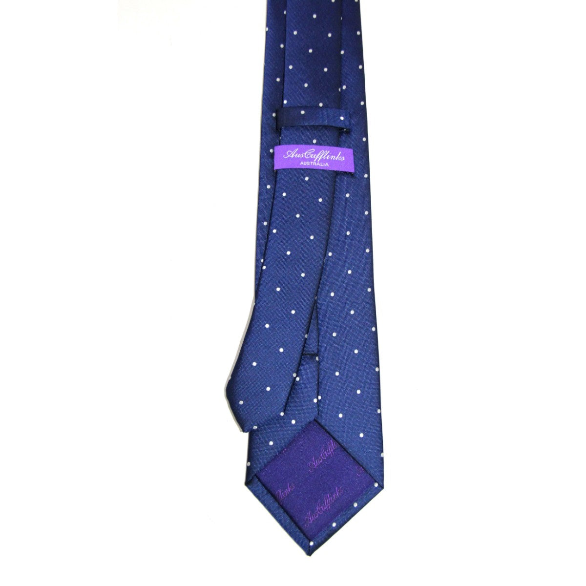 White Polka Dot Navy Skinny Tie