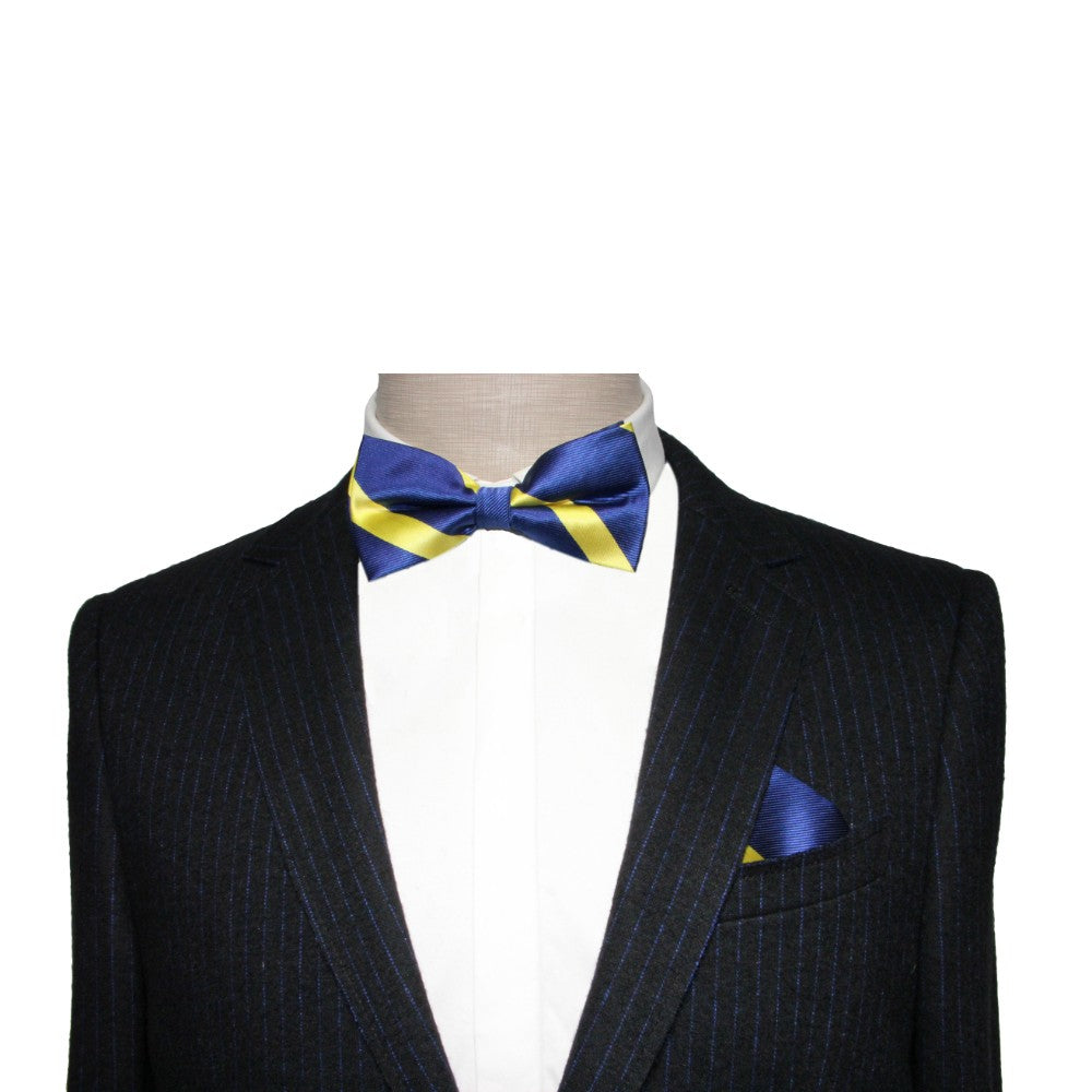 Navy Yellow Stripe Bow Tie