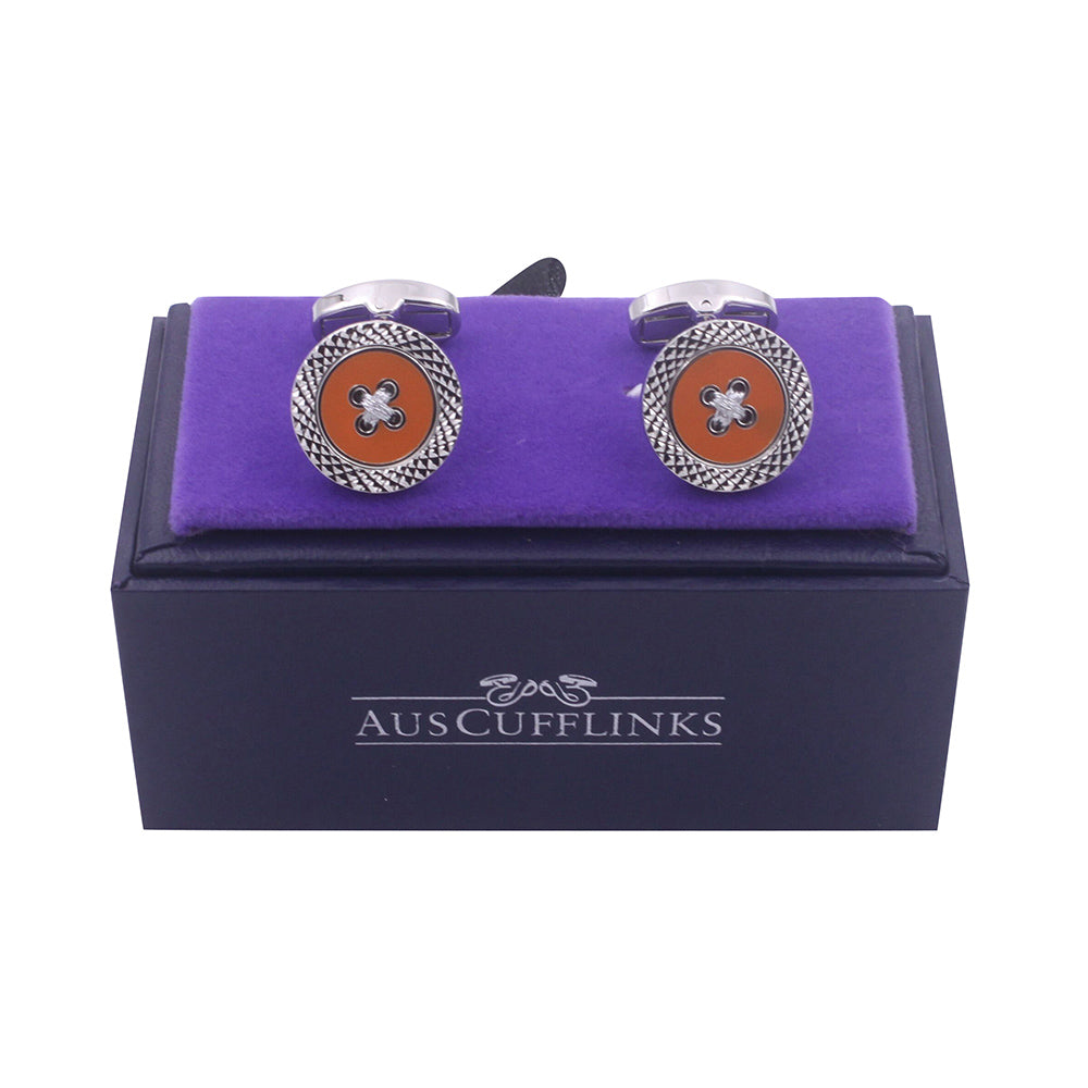 Orange Button Cufflinks