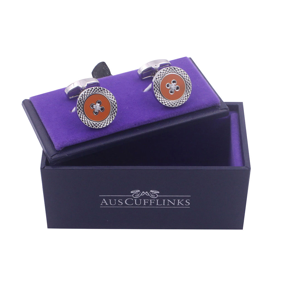 Orange Button Cufflinks