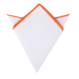 Orange Edge White Pocket Square