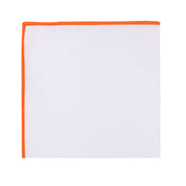 Orange Edge White Pocket Square