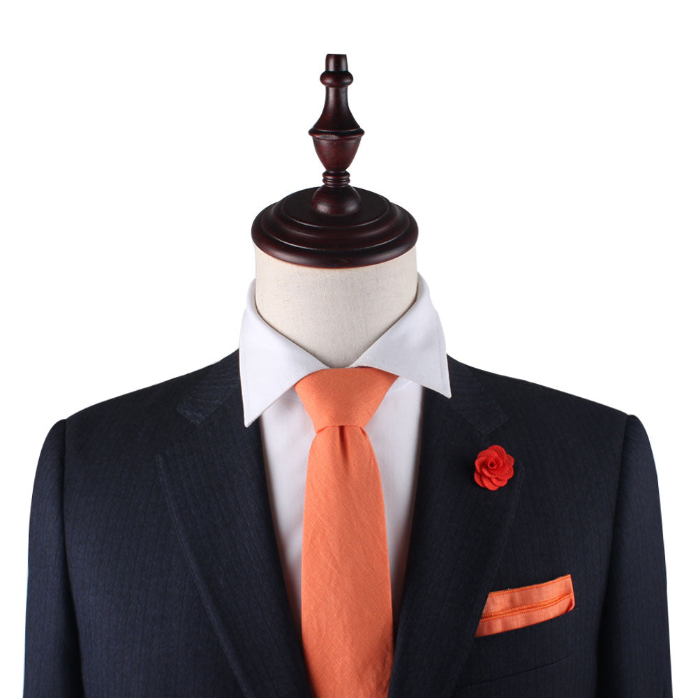 Peach Orange Skinny Cotton Tie