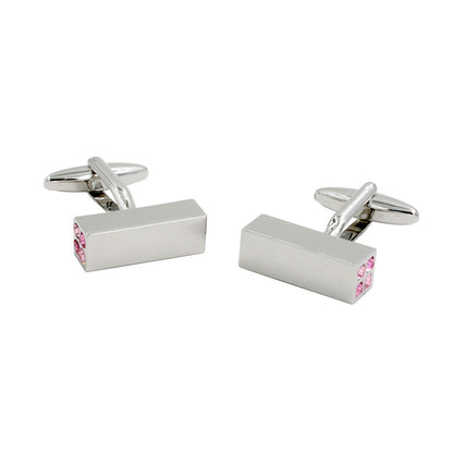 A pair of silver 4 Pink Stone cufflinks.