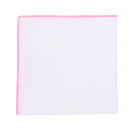 Pink Edge White Pocket Square