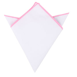 Pink Edge White Pocket Square