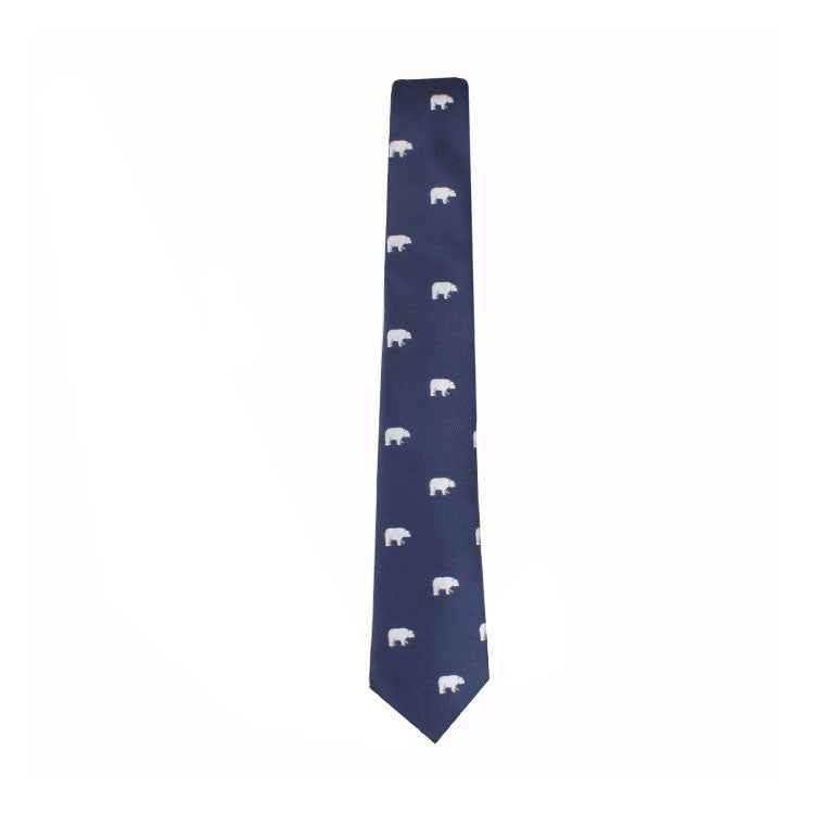 A Polar Bear Fashion with a pattern of small white elephant shapes evenly spaced throughout, exuding an air of arctic elegance.