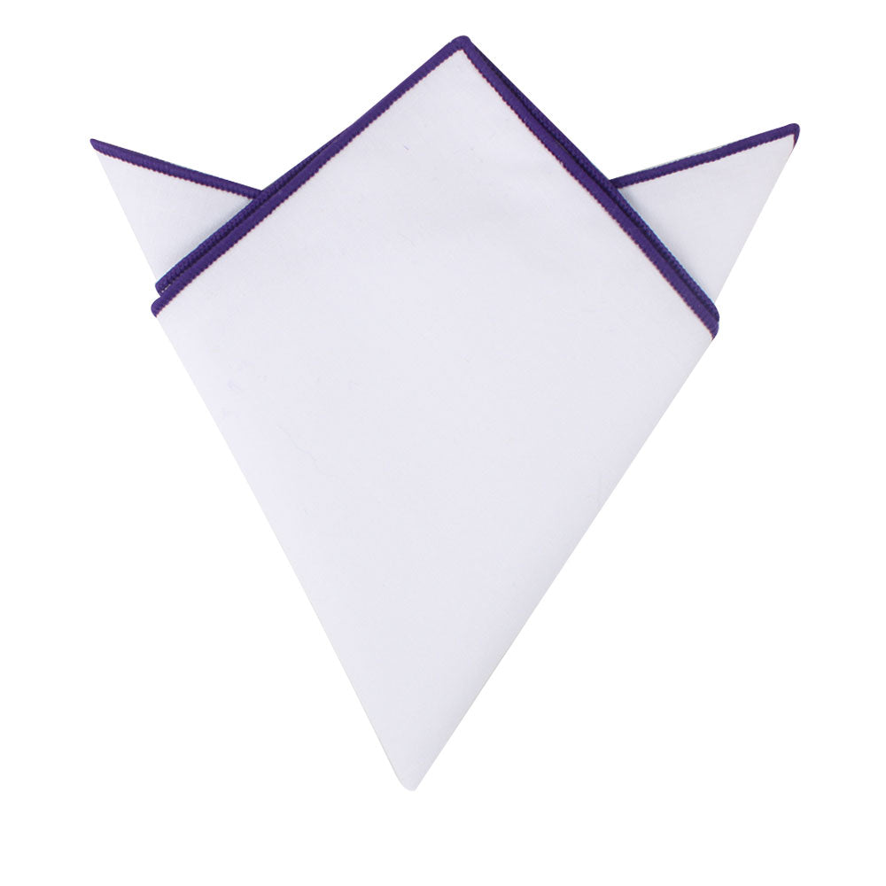 Purple Edge White Pocket Square