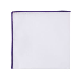 Purple Edge White Pocket Square