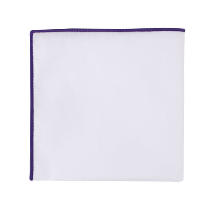 Purple Edge White Pocket Square