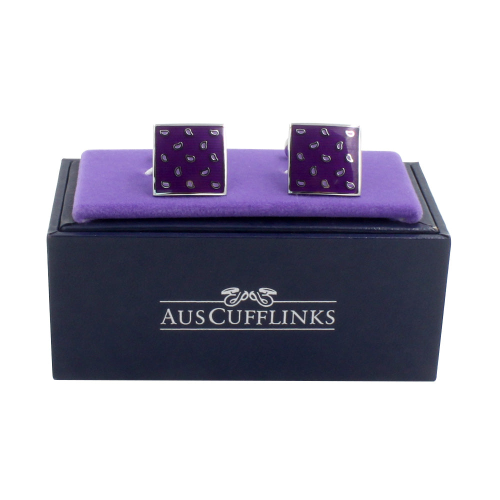 Tear Drop Purple Cufflinks