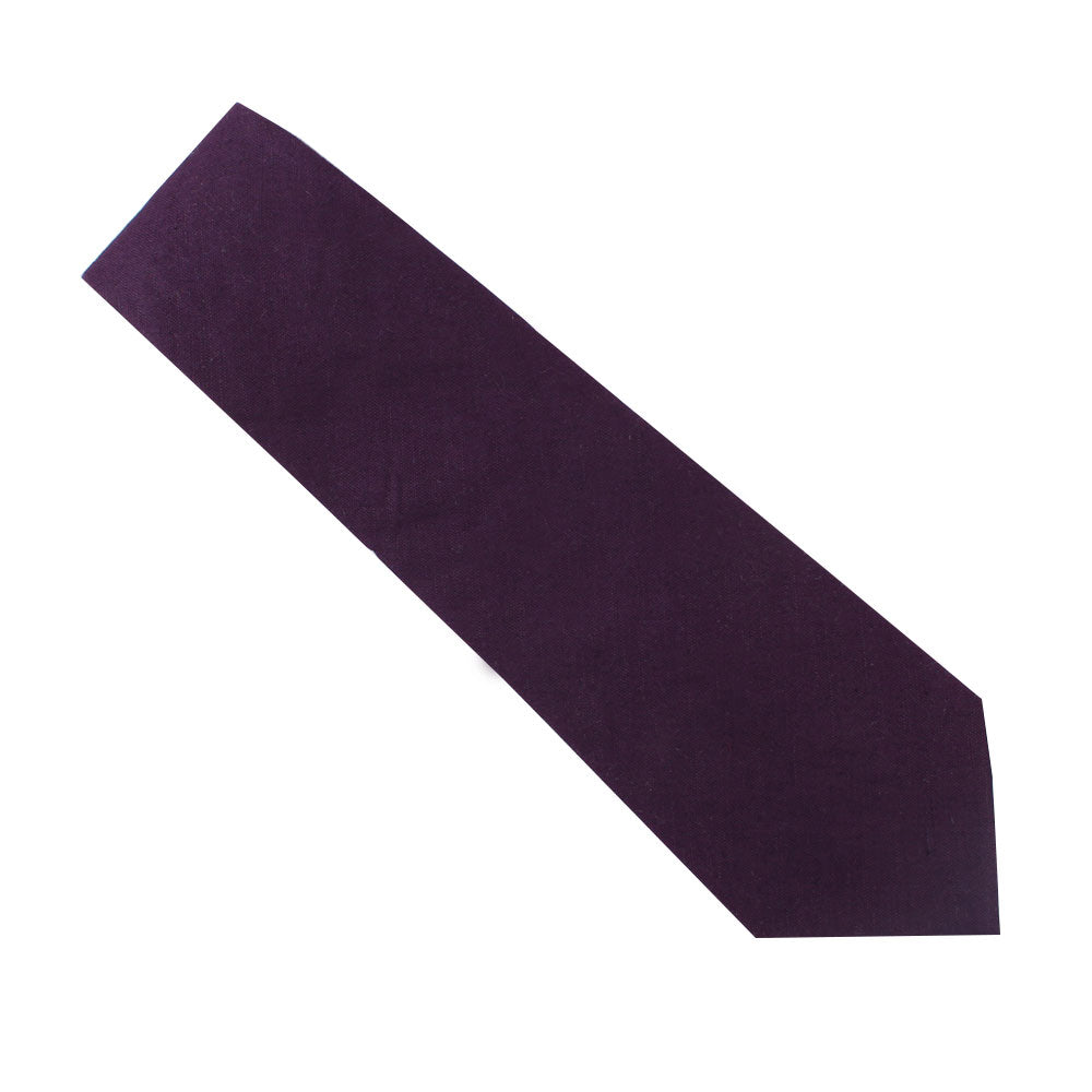 A dark purple tie from the Purple Cotton Business Tie & Pocket Square Set is displayed flat on a white background.