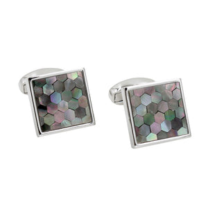 Signature Malachite Cufflinks with iridescent green elegance mosaic design.