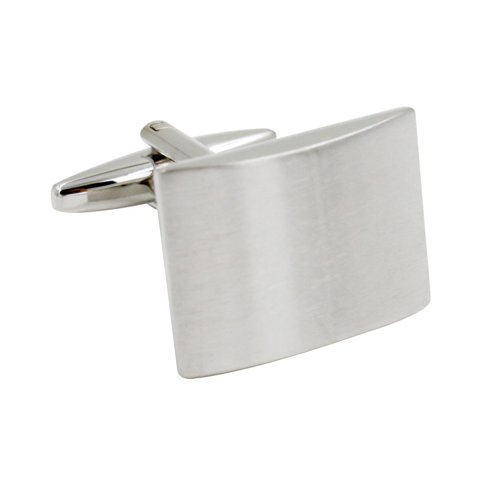Introducing the Silver Cufflinks, featuring a polished rectangular design with a curved surface and a hinged back closure, these cufflinks embody timeless elegance.