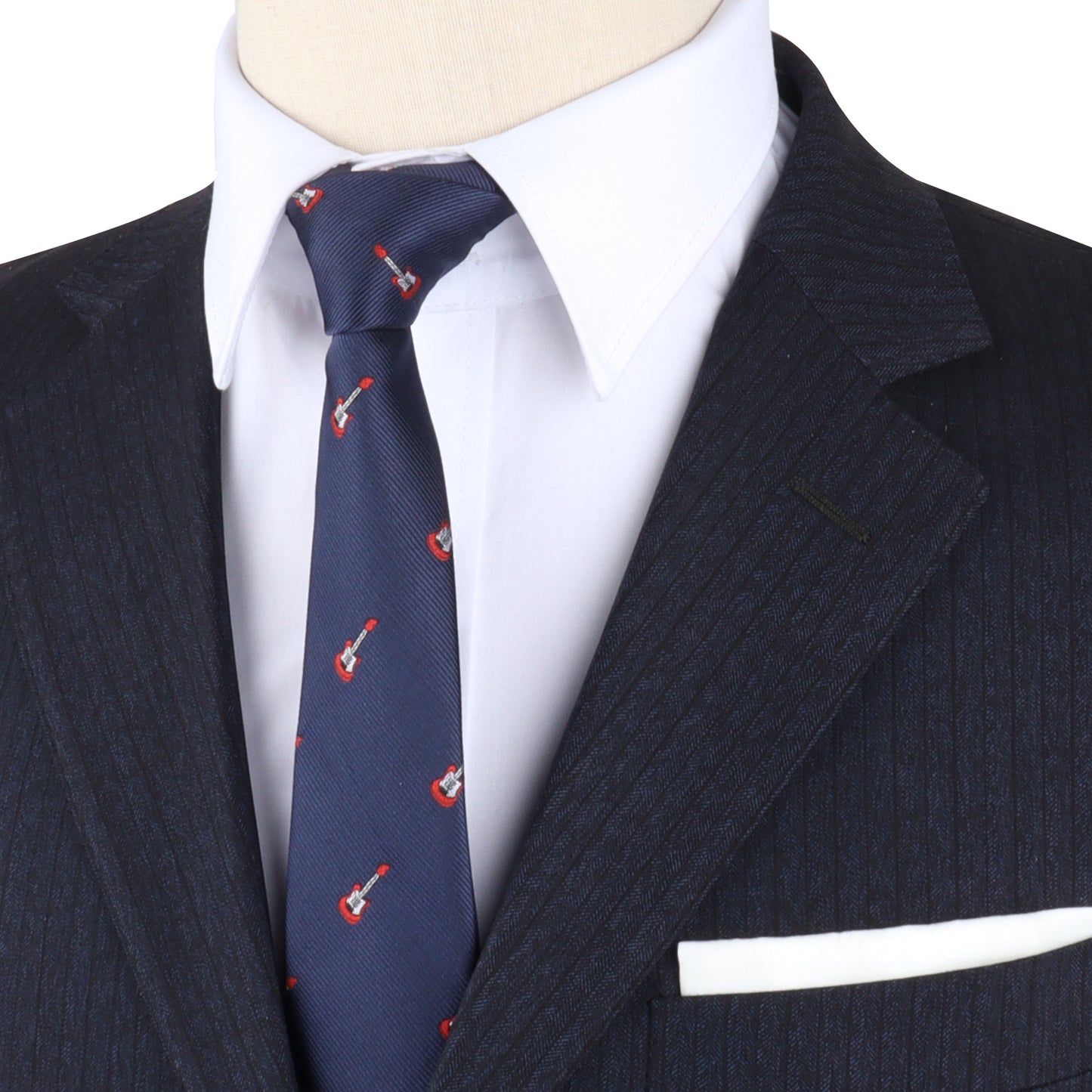 A dapper mannequin rocking an Skinny Music Tie, exuding charm.