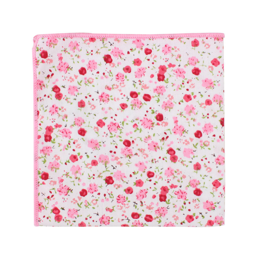 Tonal Pink Azalea Floral Cotton Skinny Tie & Pocket Square Set