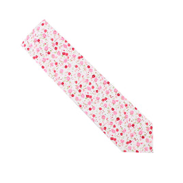 Tonal Pink Azalea Floral Skinny Cotton Tie on a white background.