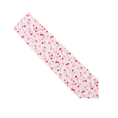 Tonal Pink Azalea Floral Cotton Skinny Tie & Pocket Square Set