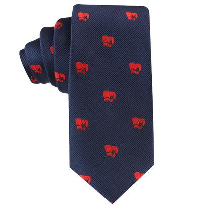 A red Boxing Skinny Tie with roses on it.