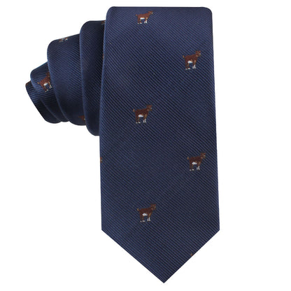 A Billy Goat Skinny Tie with a distinctive style featuring a horse motif.