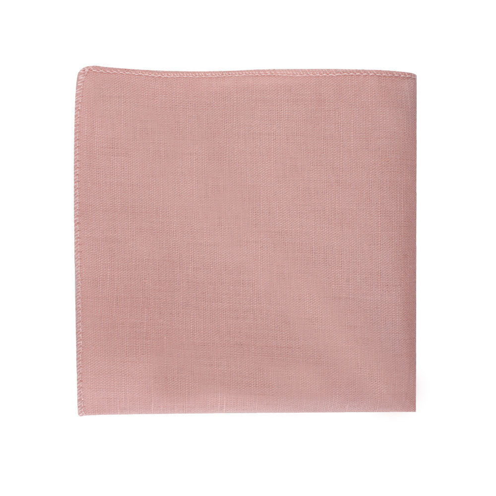A nice Blush Pink Bow Tie and Pocket Square Set on a white background.