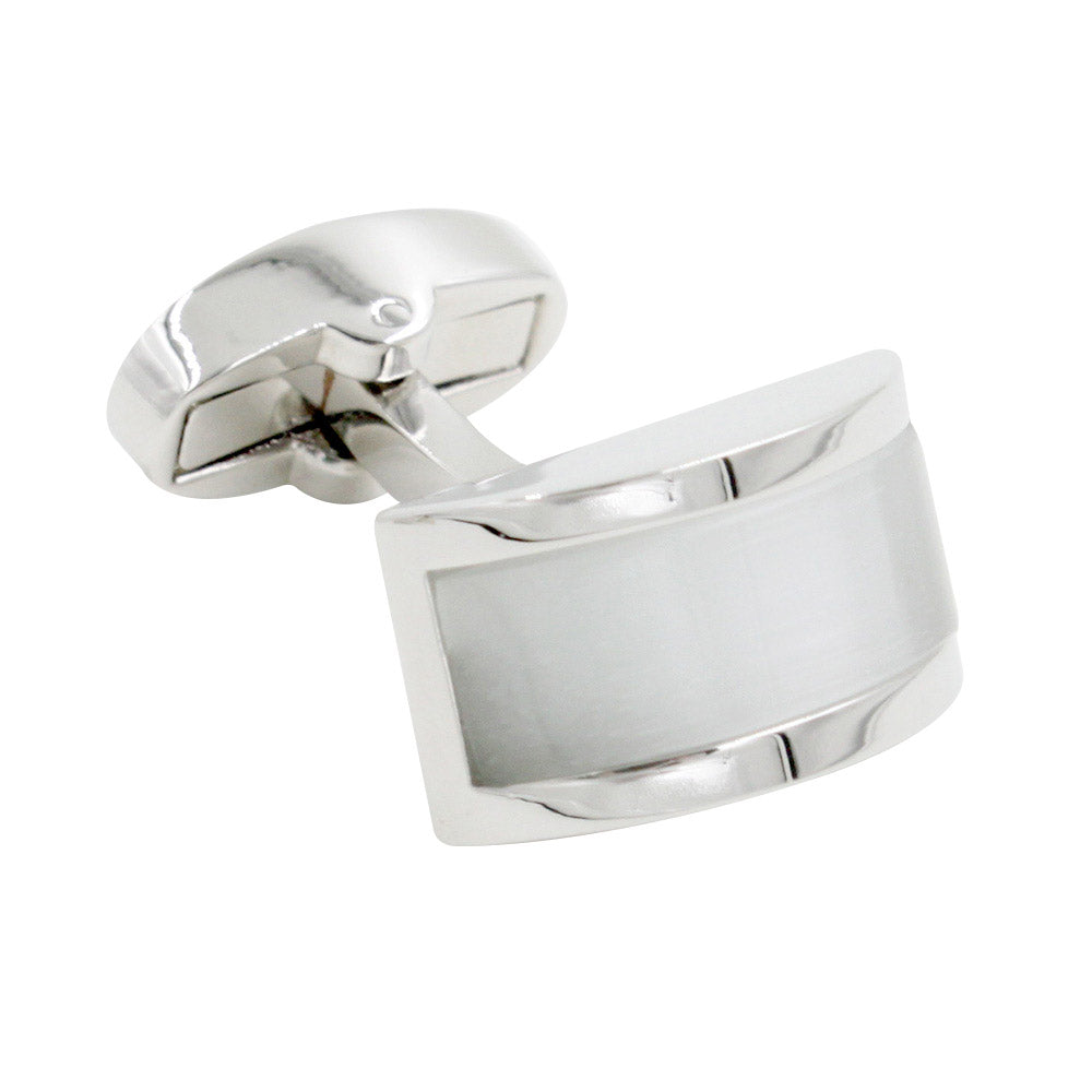 A single Pearl White Cufflink with a rectangular face and smooth, polished finish exudes a lustrous charm, making it the perfect accessory for the classic man.