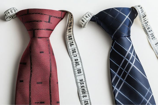 a flatlay of two ties being measured