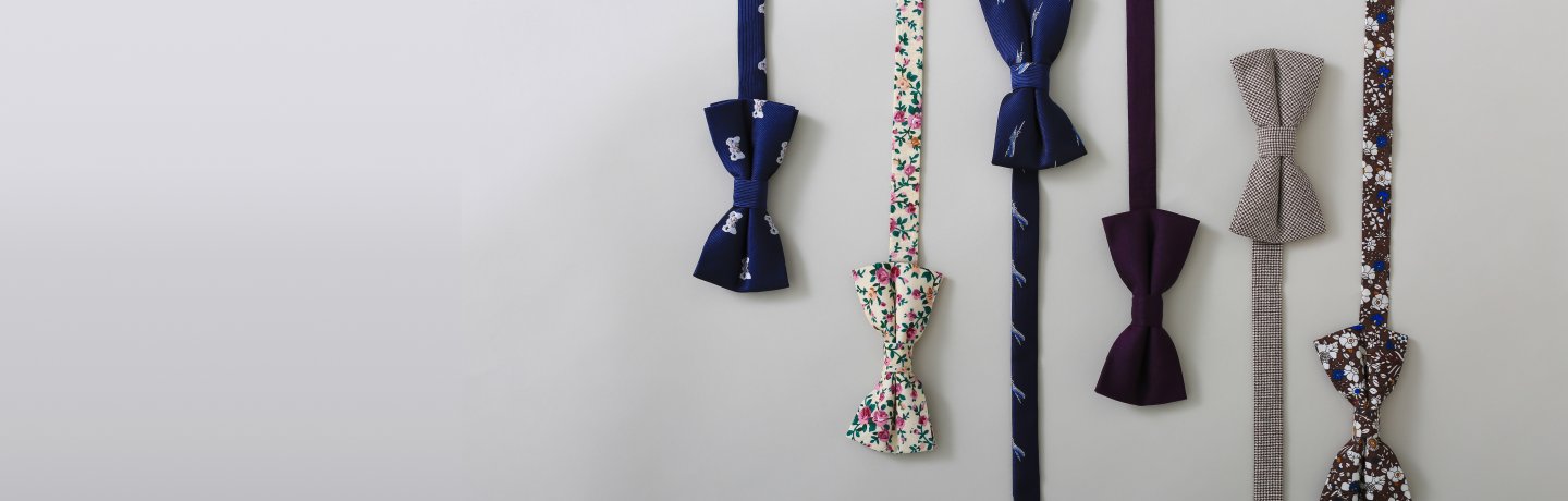 A variety of ties hanging against a light-colored wall.