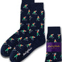 Navy "Angry Golfer Socks" feature sporty flair with red, green, and white golfer patterns. These stylish socks are all about comfort and come in AusCufflinks Australia packaging that embodies the spirit of the fairway.