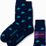 Introducing our Motorbike Socks, featuring a stylish turquoise bicycle pattern on a vibrant blue background. These socks come elegantly packaged in matching designs and are labeled "AusCufflinks Australia.