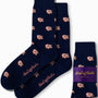 The "Piggy Bank Socks" in navy blue exude fashion and comfort with their small pink sheep patterns, featuring the "AusCufflinks Australia" branding.