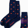 Experience a burst of joy in your style with the Watermelon Socks, featuring vibrant watermelon patterns on navy blue fabric and a branded "AusCufflinks Australia" label.