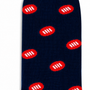AFL Football Socks in navy blue featuring a pattern of small red ovals, each with three white vertical lines.
