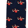 Football Pass Socks: Navy blue socks featuring capybaras in red shirts and hats, each holding a brown football—perfect for animal lovers with a quirky style.