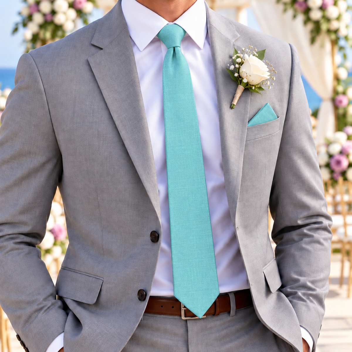 Aqua Skinny Tie