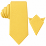 Baby Yellow Cotton Skinny Cotton Tie & Pocket Square Set