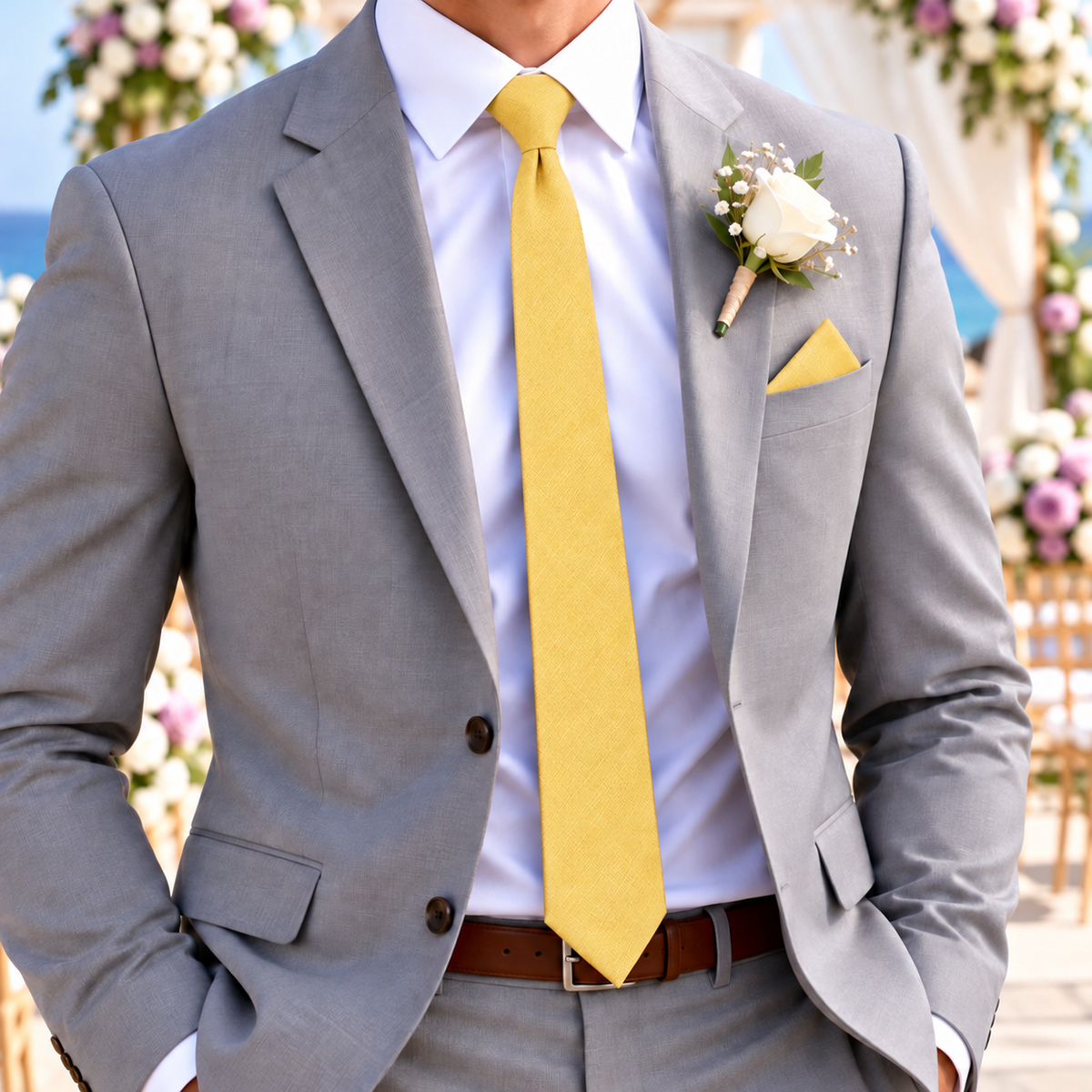 Baby Yellow Skinny Cotton Tie