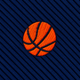 The Basketball Skinny Tie features an embroidered orange basketball on blue, diagonally ribbed fabric, making it a standout accessory—ideal as a unique basketball gift or for adding sporty style to your collection.
