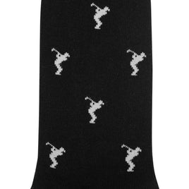 Golf Swing Black Socks with a repeating white uterus pattern—fun novelty golf socks and a unique gift for anyone with style.