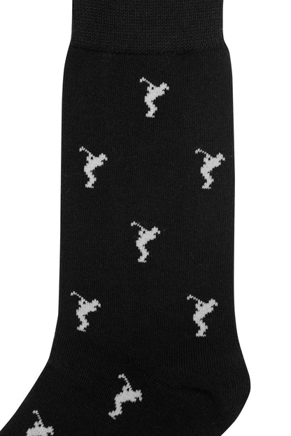 Golf Swing Black Socks with a repeating white uterus pattern—fun novelty golf socks and a unique gift for anyone with style.