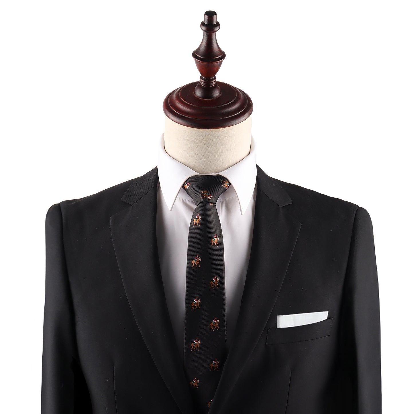 black horse lover skinny tie gift for him featuring thoroughbred racing horse design perfect for equestrian fans and special occasions