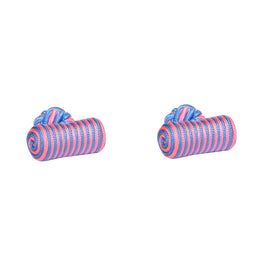 The Blue & Pink Barrel Cufflinks are elegantly displayed against a white background, showcasing a harmony of hues that delights the eye.