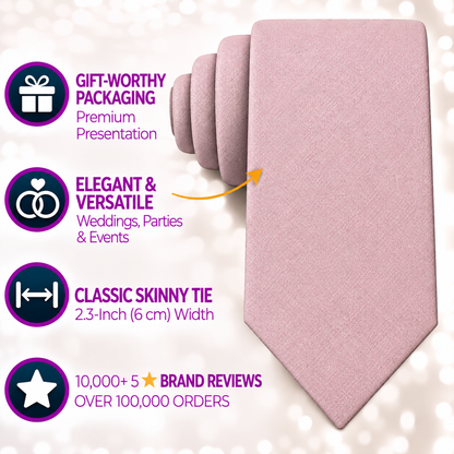 Baby Pink Skinny Necktie and Pocket Square Set